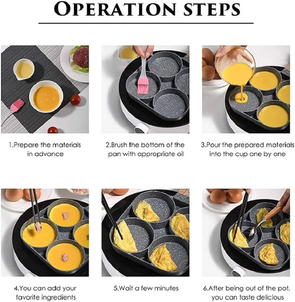 Non-Stick Frying Pan with 4 Hole Pancake Pan Fried Egg Burger Pan thumbnail 5