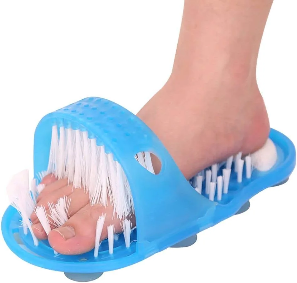 Messar Bathroom Shower No Bending Feet Brush Foot Cleaning Bristle Slipper Washer Bath Scrubber Massager Stick on Floor thumbnail 4