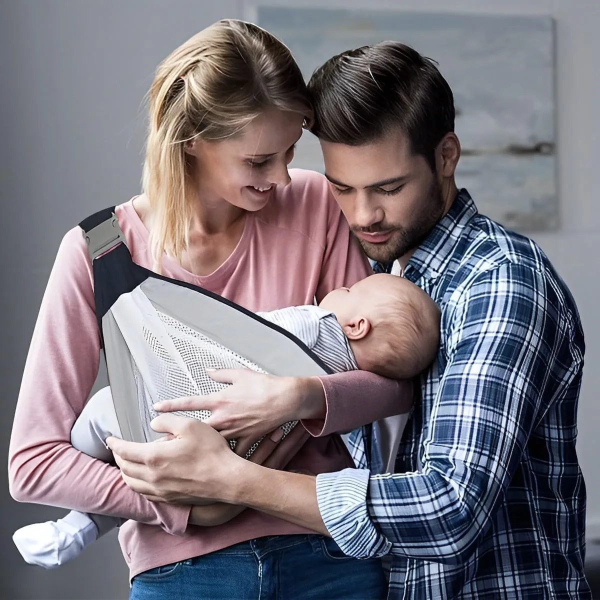 SAFENHAND Adjustable Baby Carrier, Ergonomic Baby Half Wrap Sling Hip Carrier, Natural Cotton, Breathable Mesh Fabric, Suitable for Newborn to Toddler, Suitable for Home Outing Pool Beach thumbnail 3