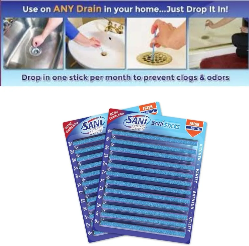 Sani Sticks Kitchen Sink Drain Cleaner Sticks Drain Pipe Bathtub Sink Cleaners thumbnail 4