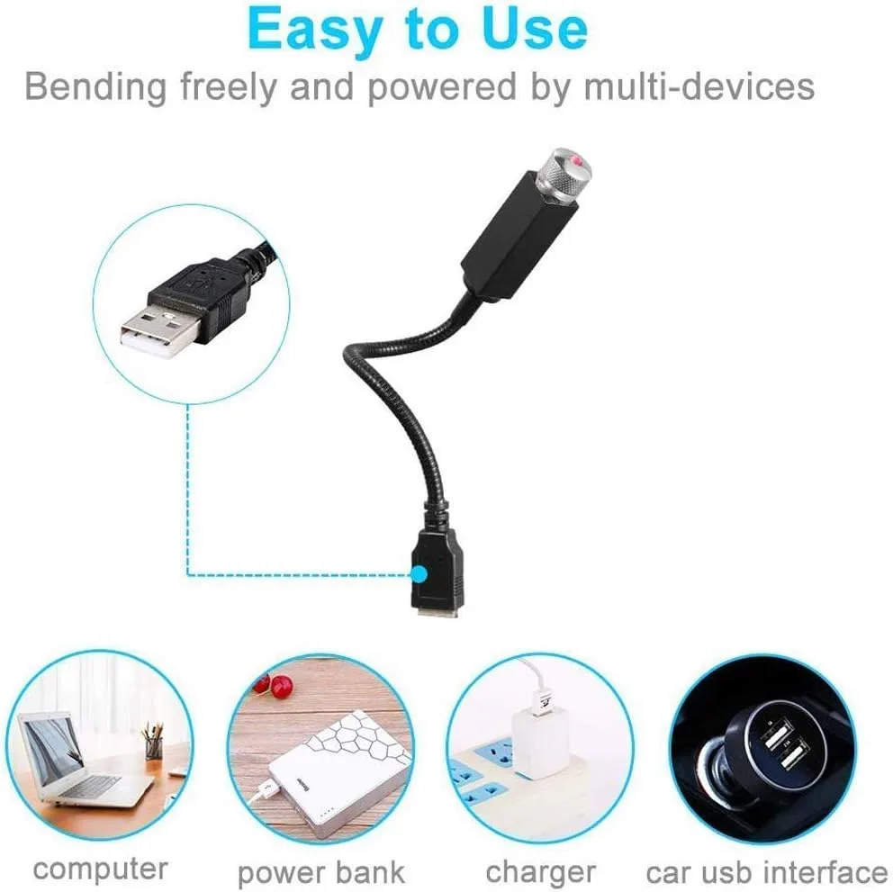 USB Car Roof Star LED Lights, Flexible Romantic Galaxy Night Lamp Fit All Cars Ceiling Decoration Light Interior Ambient Atmosphere  thumbnail 3