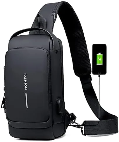 Anti theft Crossbody Sling bag,Shoulder Backpack,Lightweight Chest Daypack with USB Charging Port thumbnail 4