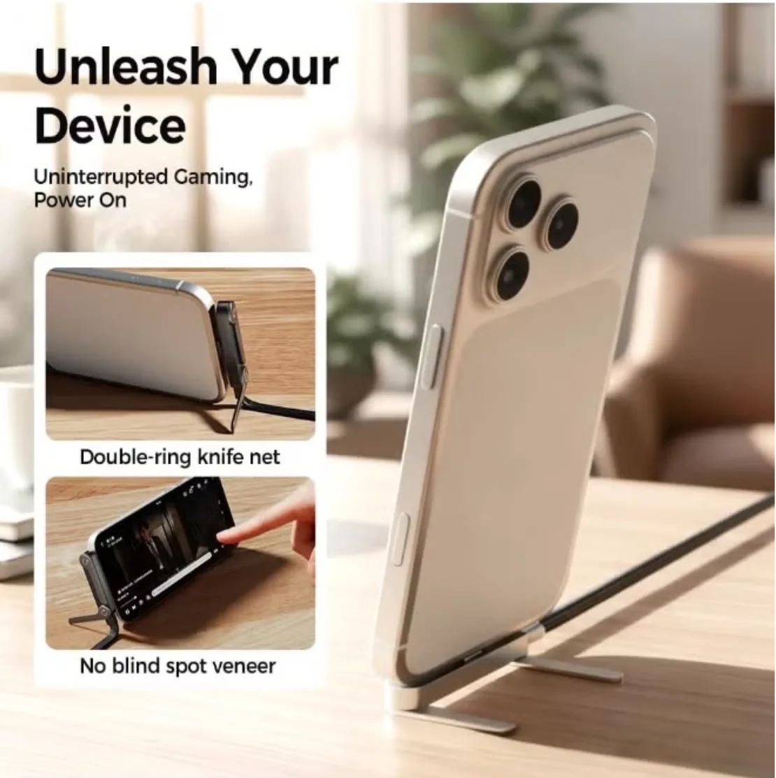 Fast Charging Cable with Rotatable Phone Holder Stand, 360° Adjustable Rotation, 1.5m Sideway Gaming Charger, Type-C to Type-C, Quick Power Delivery for Smartphones, Tablets, and Gaming Devices thumbnail 4