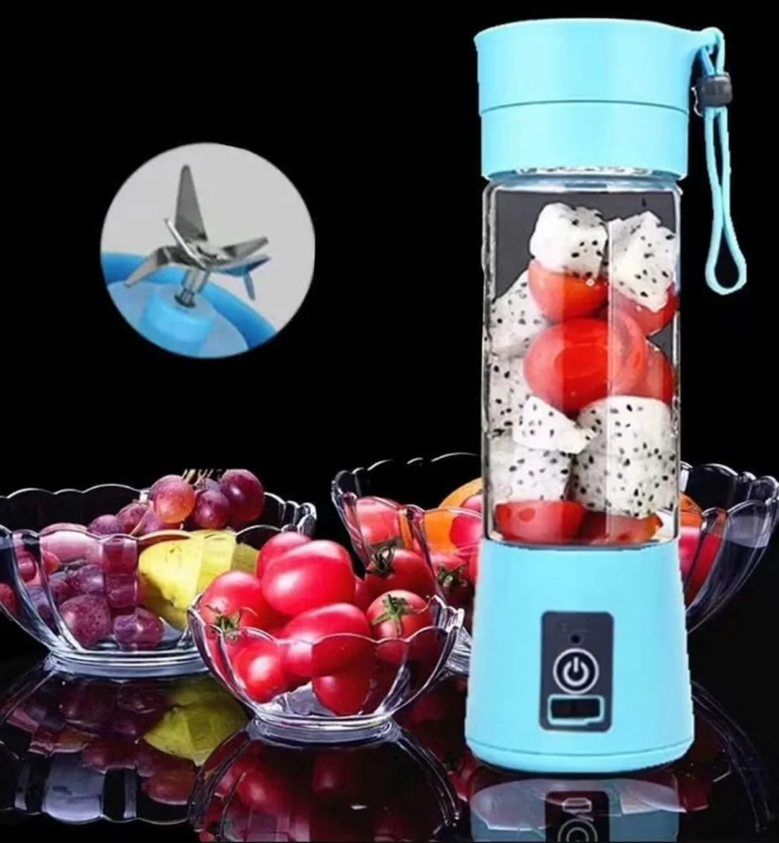 Portable Blender Smoothies Personal Blender Mini Shakes Juicer 380 ml Cup USB Rechargeable Cordless Shaker Bottle thumbnail 3